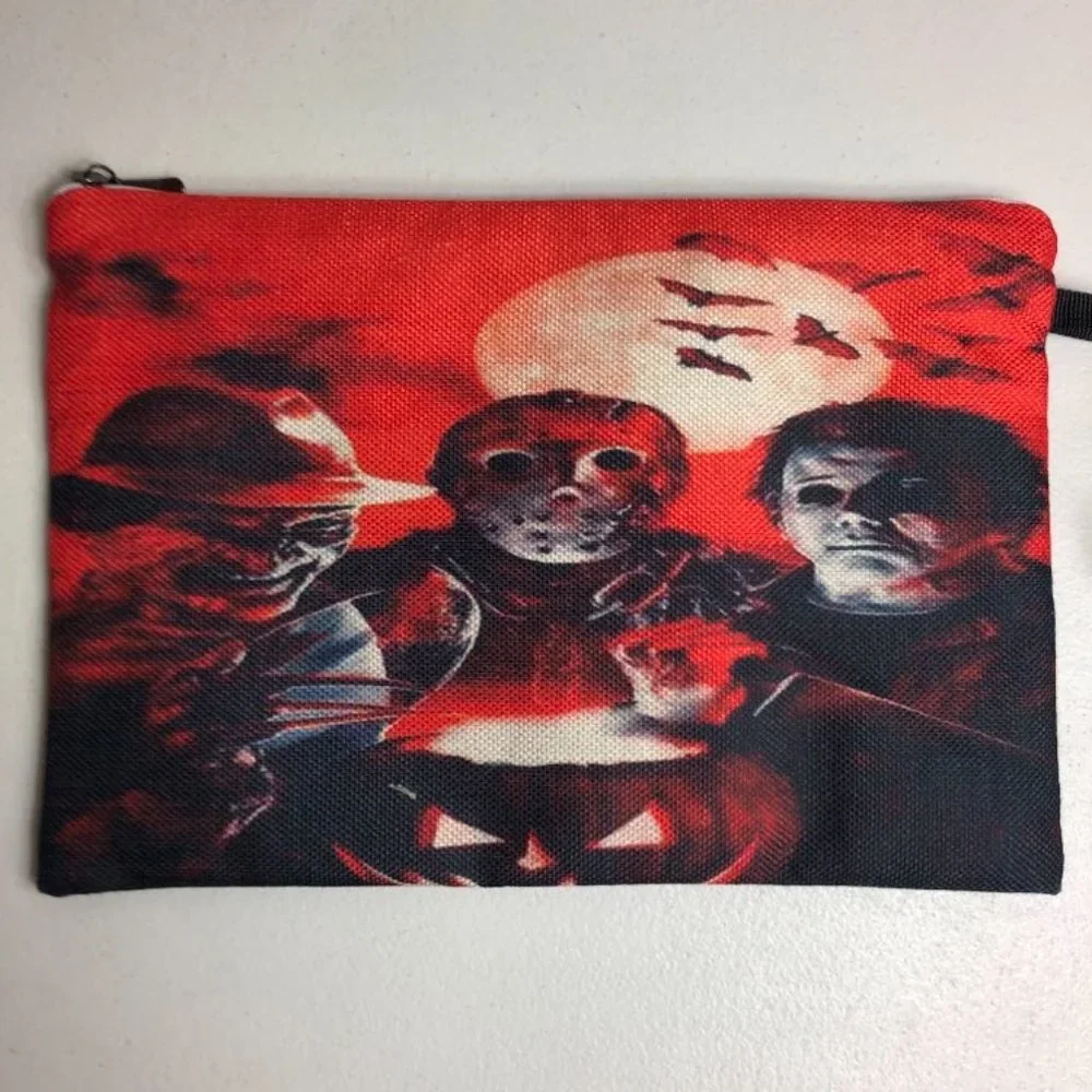 Horror Movie Mash Travel Bag Jason Freddy Michael Myers Cosmetic Halloween